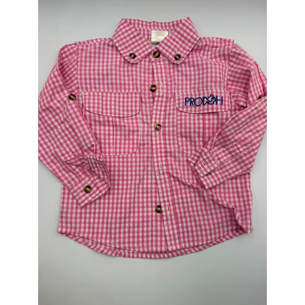 Prodoh boys founding fishers shirt pink gingham 2T